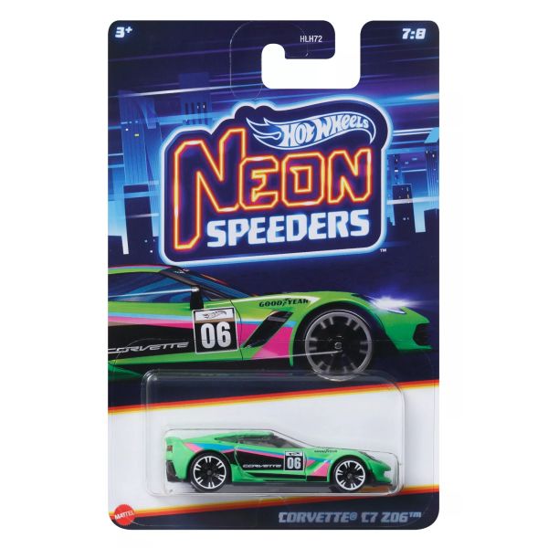 Hot Wheels: Neon kisautó - Corvette C7 Z06 kisautó