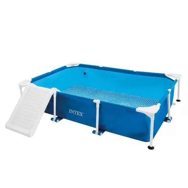Intex: Fémvázas négyszögletes kisállat medence rámpával - 229 x 152 x 46 cm