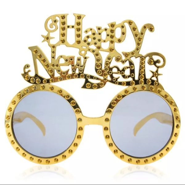 Arany színű partiszemüveg „Happy New Year&quot; felirattal akciós termékkép 1