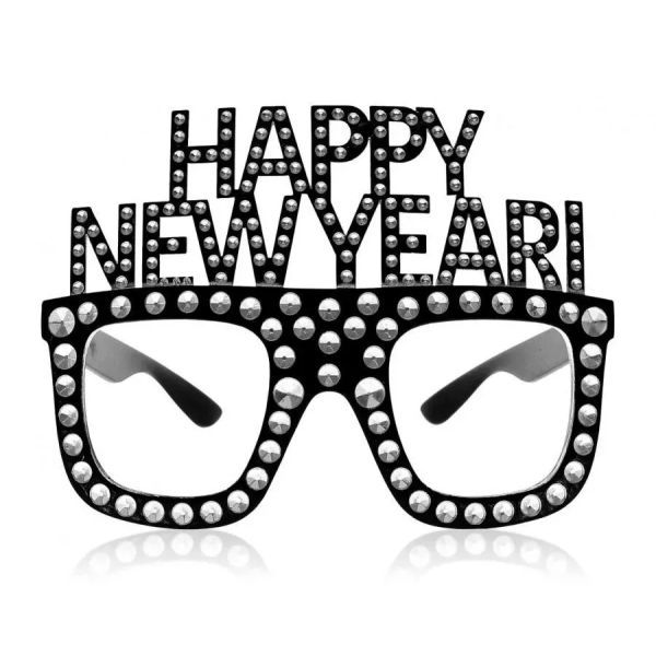 Partiszemüveg „Happy New Year&quot; felirattal - Fekete akciós termékkép 1