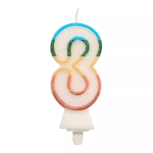 Vela numerada colorida com glitter, 8,5 cm - 3