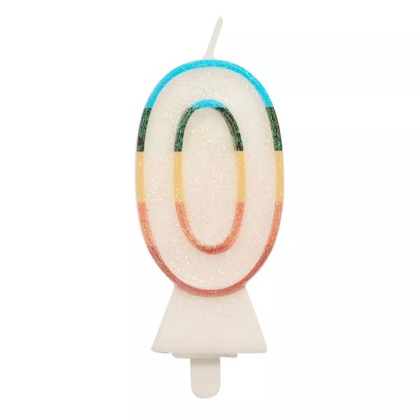 Vela numérica colorida com purpurina, 8,5 cm - 0