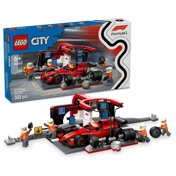 LEGO® City F1®-es boxutca és személyzet, Ferrari autóval 60443