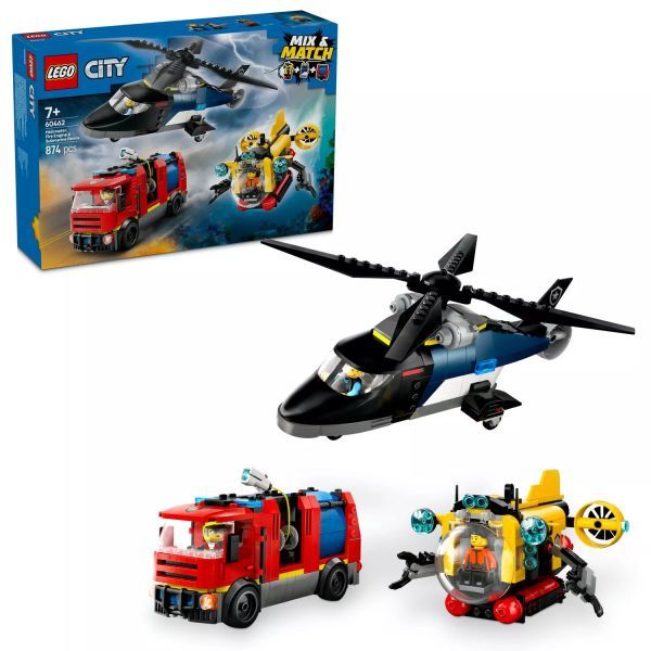 LEGO® City Helikopter, tűzoltóautó és tengeralattjáró egy csomagban 60462