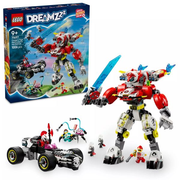 LEGO® DREAMZzz Cooper tigrisrobotja és Zero hot rod autója 71497