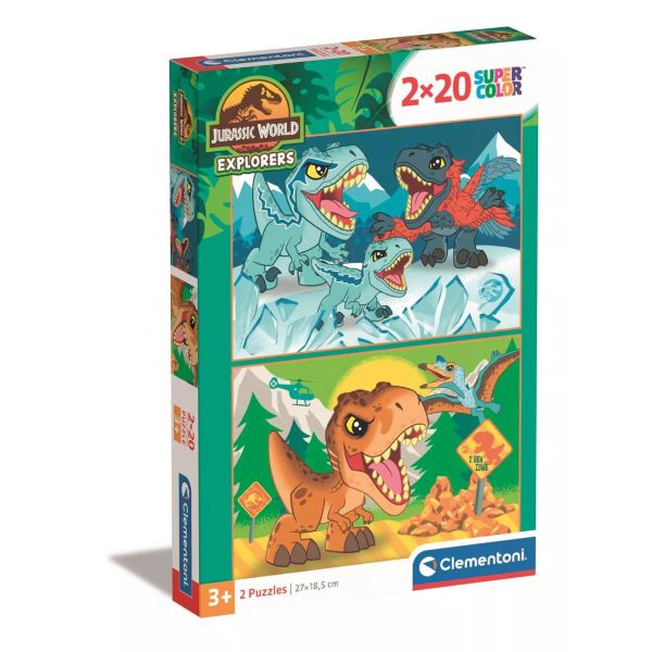 Clementoni: SuperColor Jurassic World - Puzzle 2 x 20 piese