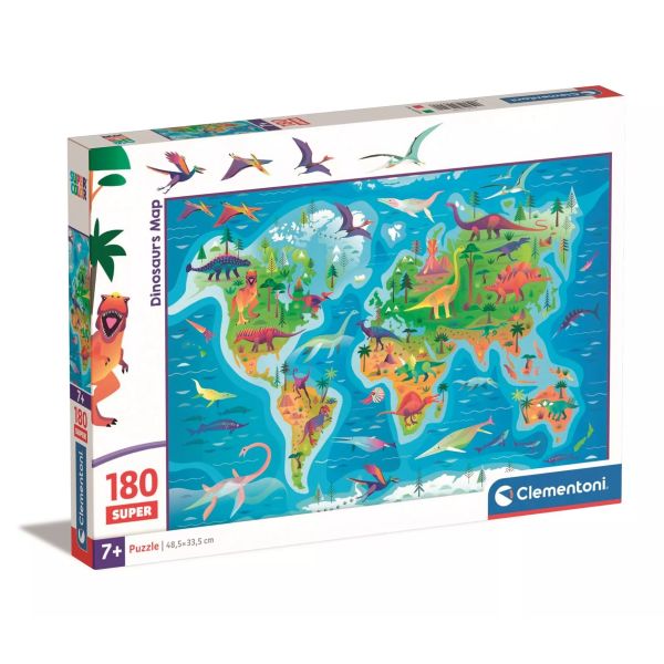 Clementoni: SuperColor mappa dei dinosauri - puzzle da 180 pezzi