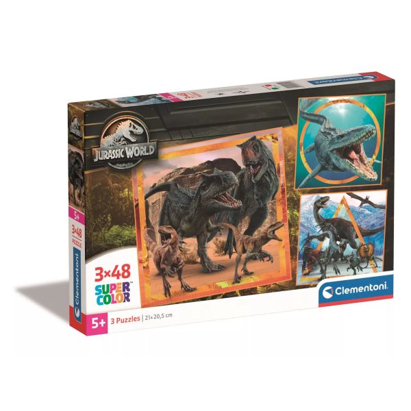 Clementoni: SuperColor Jurassic World - puzzle 3 x 48 pezzi