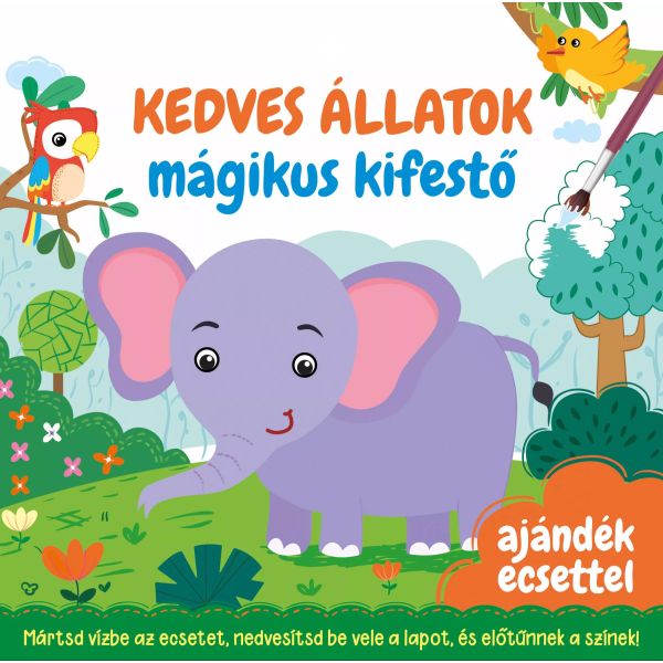 Carte de colorat magică cu pensulă - animale drăguțe