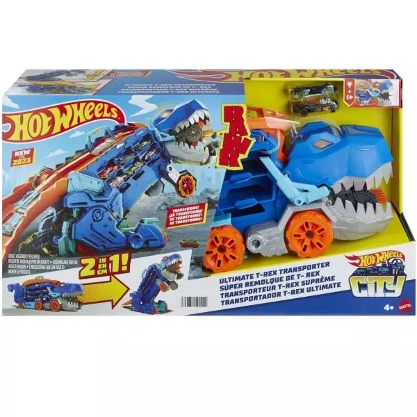Hot Wheels City: Átalakítható Ultimate Autószállító T-Rex játékszett CSOMAGOLÁSSÉRÜLT