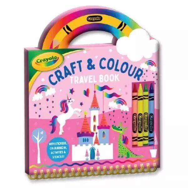 Crayola: Carte de activități de călătorie cu spirală și creioane cerate - Unicorn
