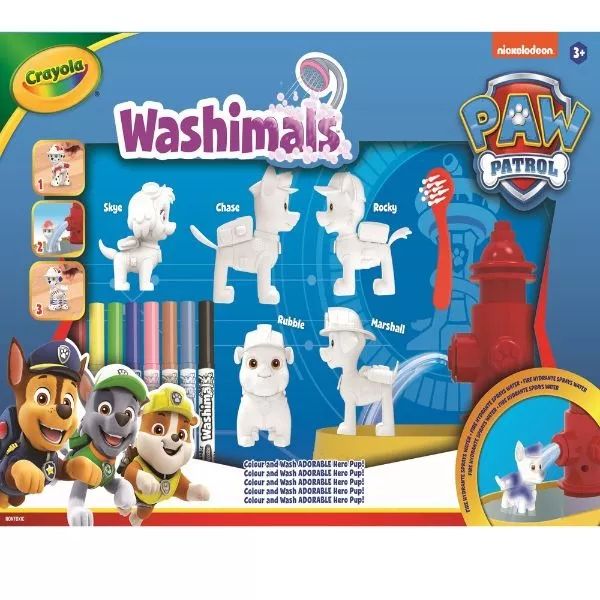 Crayola Washimals: Kimosható Mancs őrjárat figura matricákkal - 5 db-os