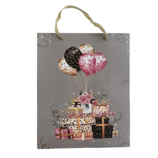 Lufi mintás ajándéktasak, rózsaszín - 26 x 32 cm