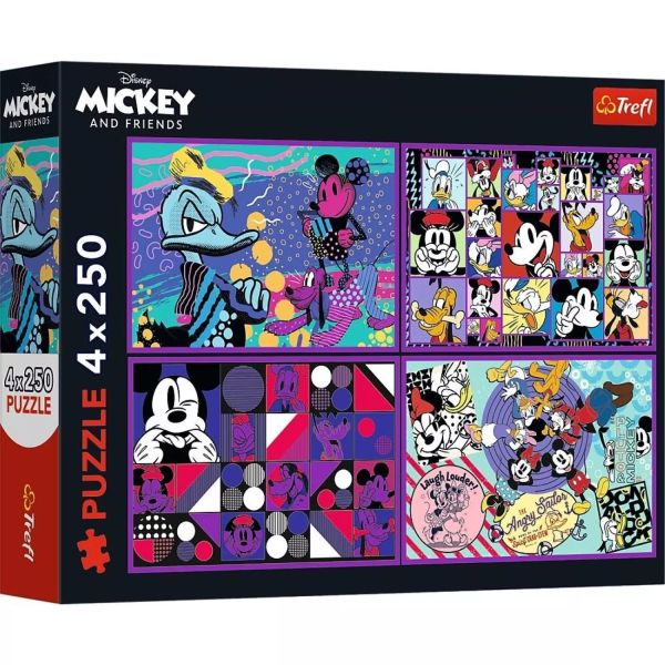 Trefl: Mickey egér és barátai - 4 x 250 darabos puzzle