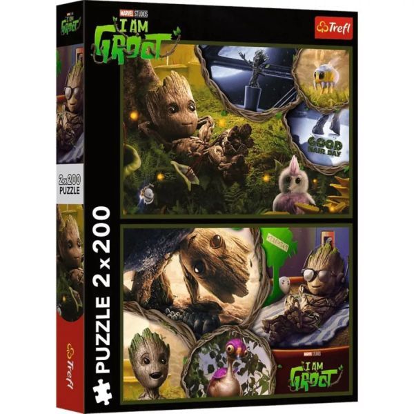 Trefl: Galaxis őrzői, Groot - 2 x 200 darabos puzzle akciós termékkép 1