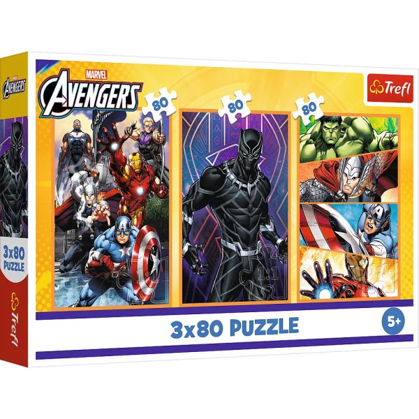 Trefl: Bosszúállók, Akciódús napok - 3 x 80 darabos puzzle