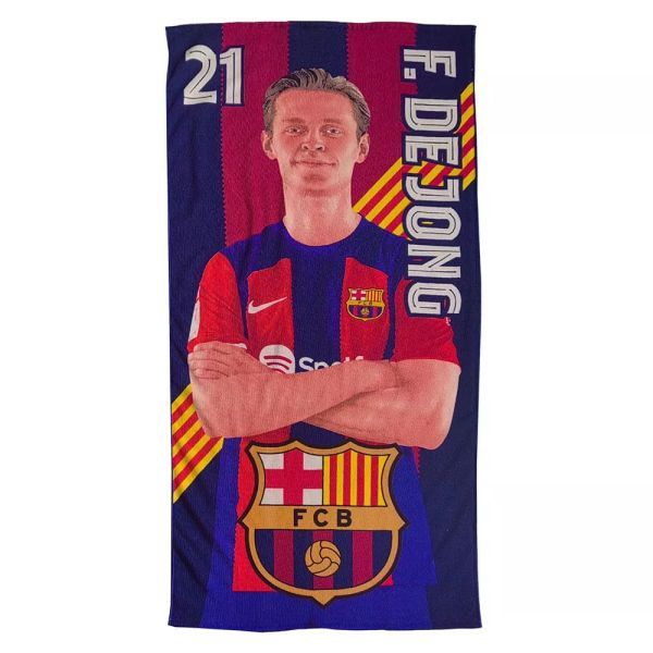 FC Barcelona: Strandtörülköző De Jong, mikroszálas - 100 x 180 cm akciós termékkép 1