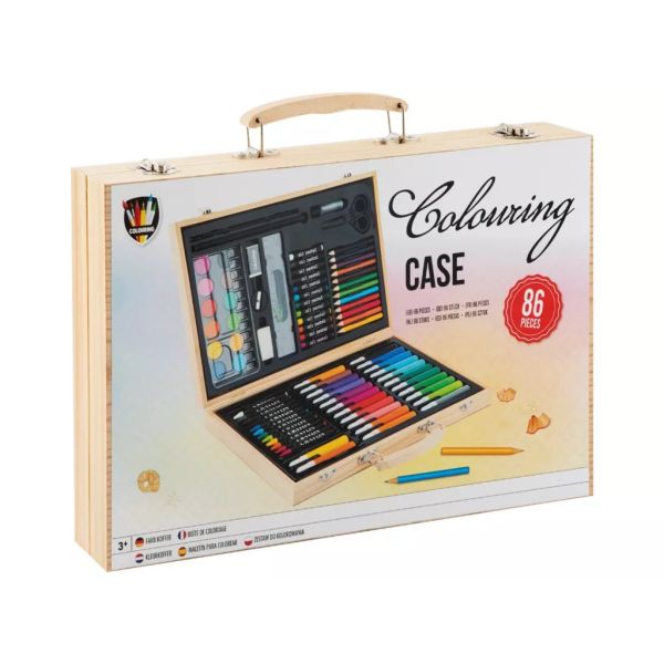 CraftArt: Rajzkészlet fa bőröndben - 86 db-os