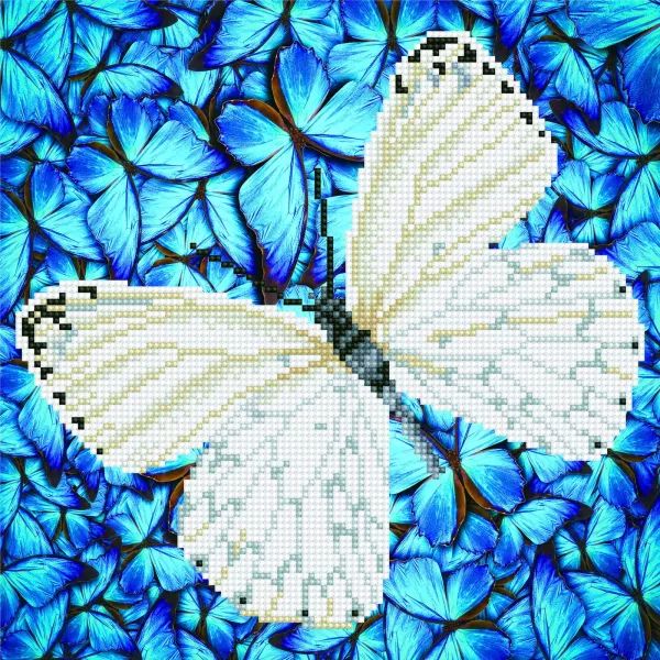 Diamond Dotz: Fehér pillangó - 38 x 38 cm