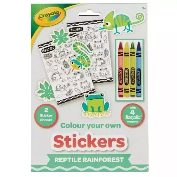 Crayola: Set de autocolante colorabile cu creioane cerate - Reptile Rainforest