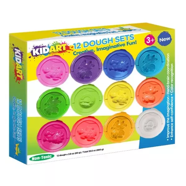 Kid Art: Neon színű gyurma szett, 12 db-os CSOMAGOLÁSSÉRÜLT