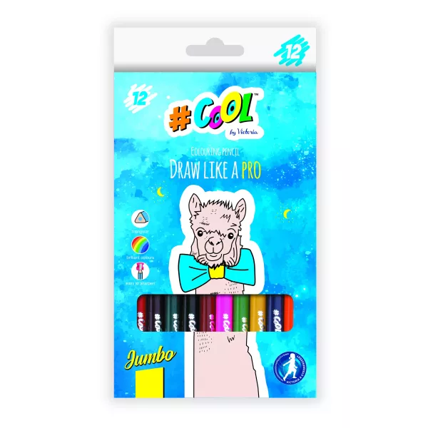 Cool by Victoria: Színes ceruza készlet, háromszög alakú - 12 db-os