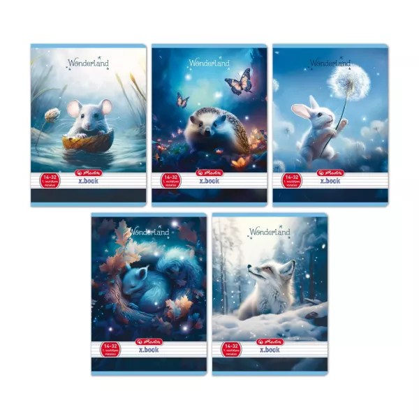 Wonderland: cuaderno con líneas A5, 1er grado, 14-32 - varios tipos