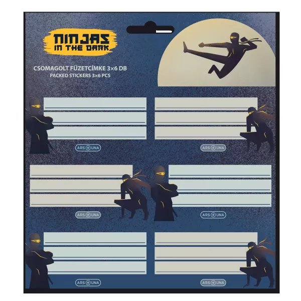 Ninjas en la Oscuridad: Etiqueta de cuaderno - 3 x 6 unidades