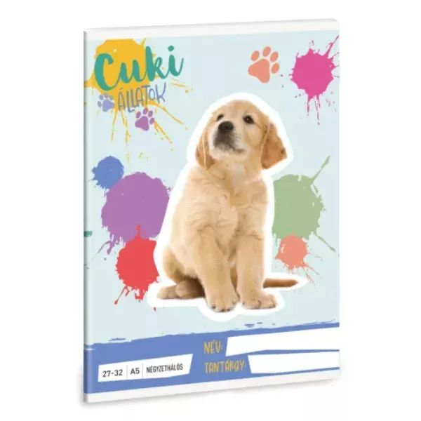 Golden Retriever mintás négyzethálós füzet - A/5-ös