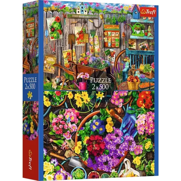 Trefl: Kerti munka - 2 x 500 darabos puzzle CSOMAGOLÁSSÉRÜLT