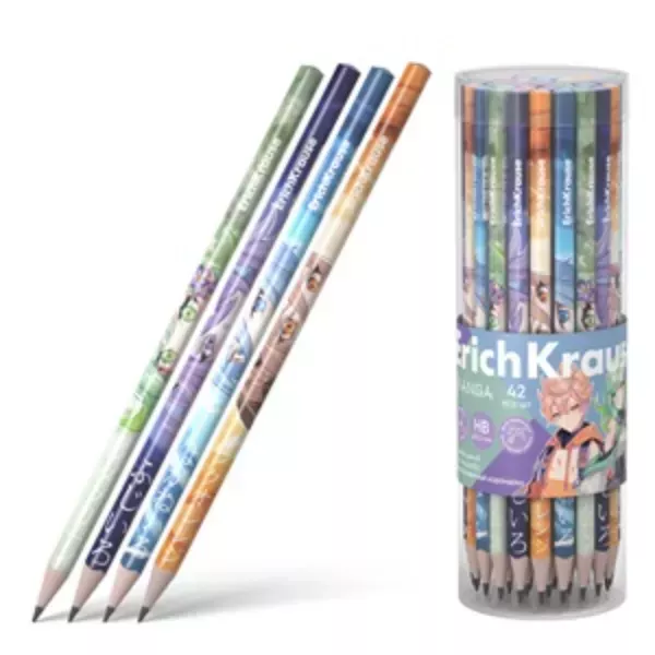 ErichKrause: Matita di grafite con motivo manga - HB, triangolare, vari colori