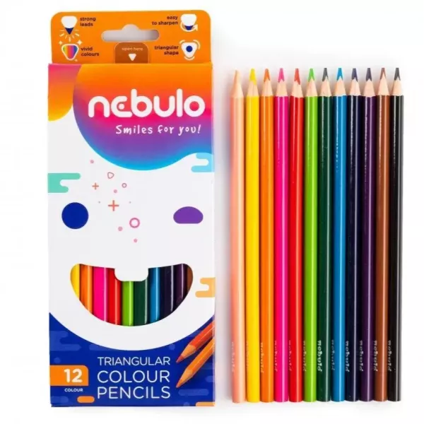 Nebulo: Set de creioane colorate, triunghiulare - 12 buc.