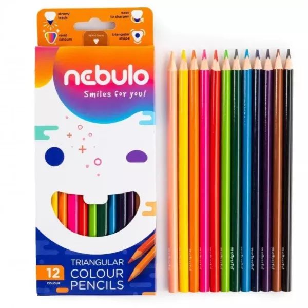 Nebulo: Színes ceruza készlet, háromszögletű - 12 db-os akciós termékkép 1