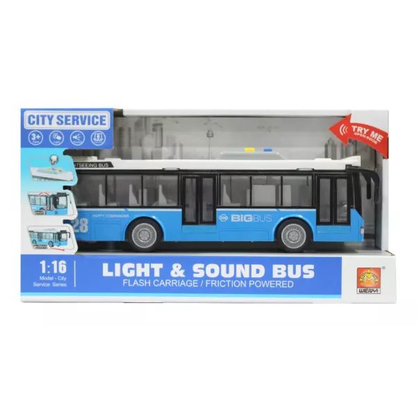 Játék busz fény- és hanghatásokkal - világoskék Játék busz fény- és hanghatásokkal - világoskék