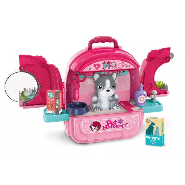 Toilettage 3 en 1 et hôpital pour animaux de compagnie avec figurine