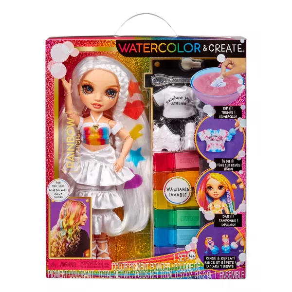Rainbow High : poupée à colorier, cheveux et vêtements lavables - en hongrois