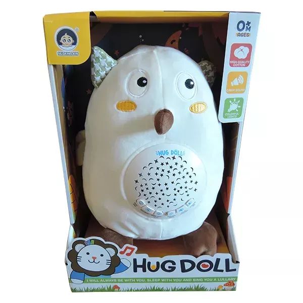 Altató plüss bagoly hang- és fényhatással