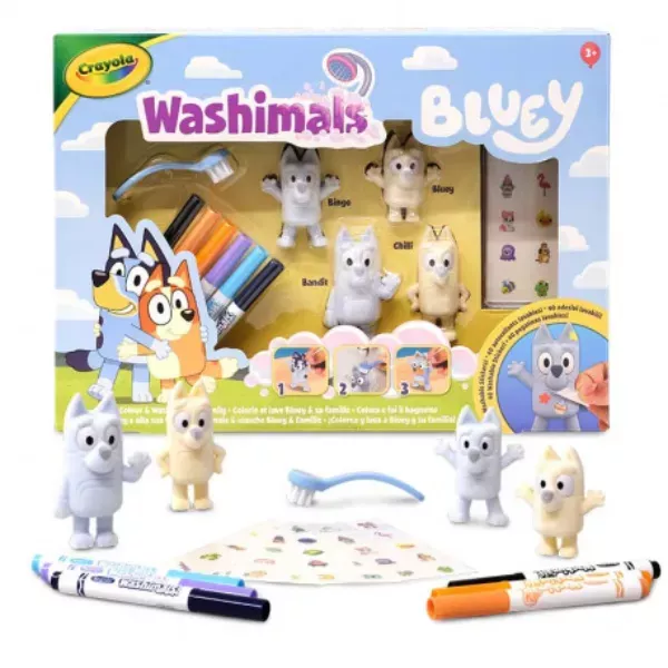 Crayola Washimals: Bluey – set di 4 animaletti da colorare e lavare