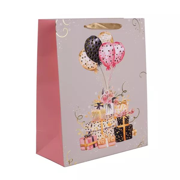 Ajándék- és lufimintás ajándéktasak - 11 x 14 cm