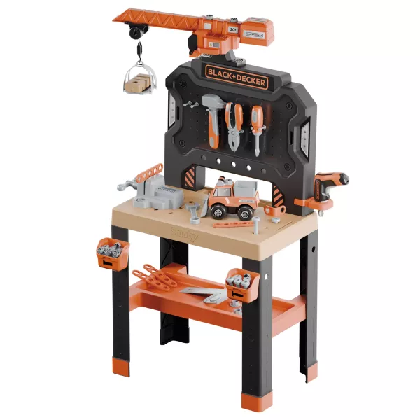 Smoby: Bancada de Montagem Black and Decker com Guindaste