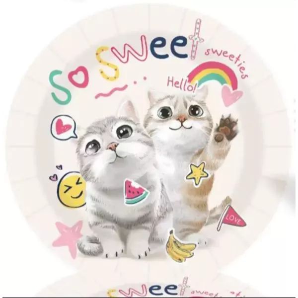 So Sweet! Cica mintás papírtányér - 10 db-os