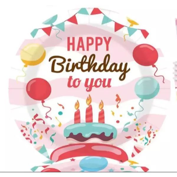 Happy Birthday! mintás papírtányér - 10 db-os