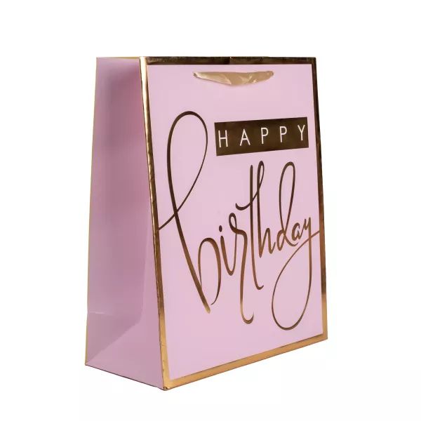 Arany mintás születésnapi ajándéktasak - 18 x 23 cm