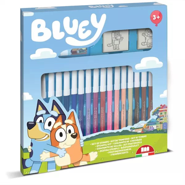 Bluey: Conjunto de estamparia com marcadores – 18 peças
