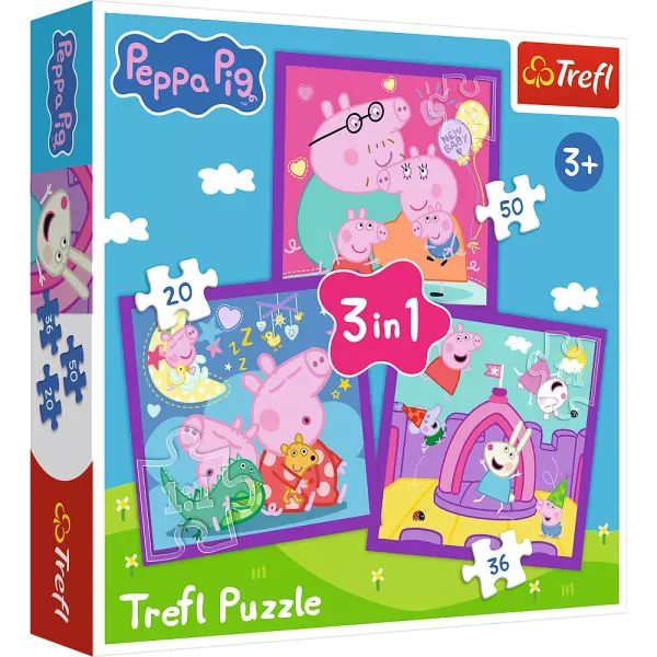 Trefl: Peppa Wutz Alltagsleben 3 in 1 - 20, 36, 50 Teil Puzzle