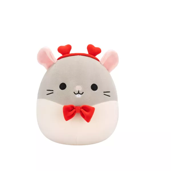 Squishmallows: Rusty, o rato cinza com gravata borboleta e bandana de coração - 20 cm