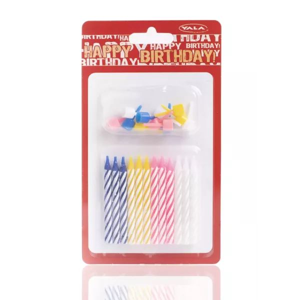 Csíkos születésnapi gyertya - 6 cm, 12 darabos akciós termékkép 1