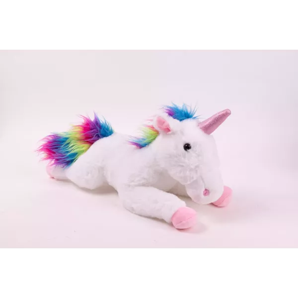 Unicórnio de peluche colorido deitado - 40 cm
