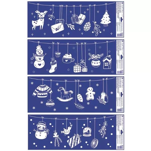 Csillogó díszek ablakmatrica - 60 x 23 cm, többféle