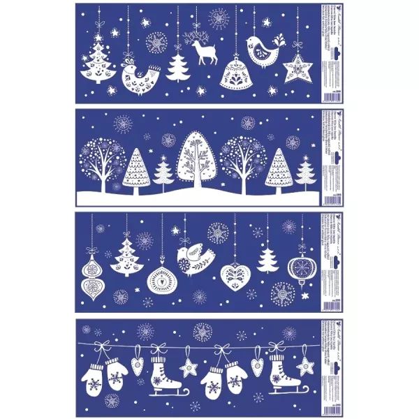 Csillogó díszek ablakmatrica - 60 x 23 cm, többféle